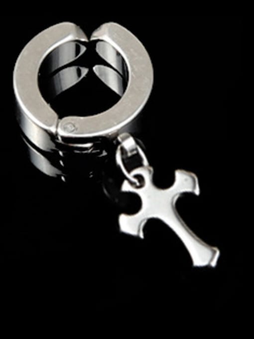 Section 3 Steel Cross Stainless Steel With Gun Plated Punk Cross animal Clip On Earrings