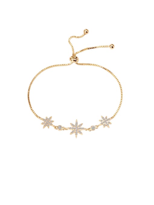 Champagne gold Copper With Cubic Zirconia Fashion Eight-Pointed Star Adjustable Bracelets