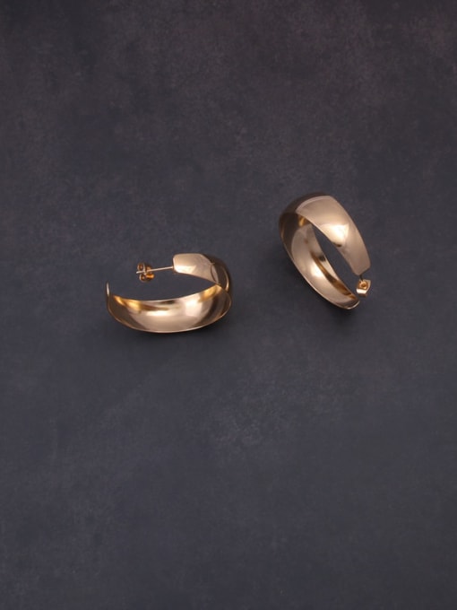GROSE Titanium With Rose Gold Plated Simplistic Geometric Hoop Earrings 0