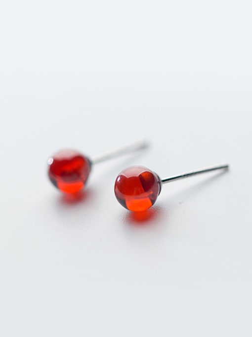 Pomegranate red studs 925 Sterling Silver With  Cute Christmas gift Stud Earrings