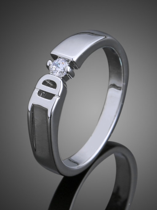 Wei Jia Simple Cubic AAA Zircon Copper Wedding Ring 0