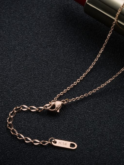 OUXI Women Temperament Rose Gold Titanium Steel Necklace 2