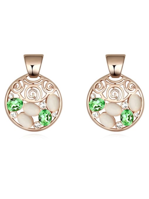 green Fashion Oval austrian Crystals Round Alloy Stud Earrings