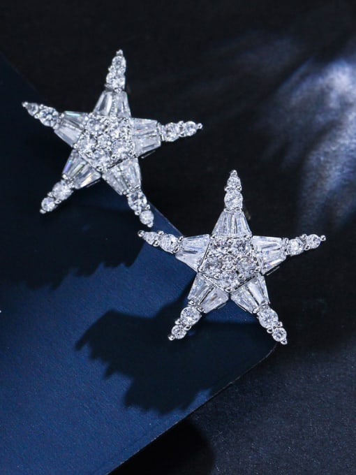 L.WIN Sparkling white zircon stars simple versatile necklace  earrings set 1