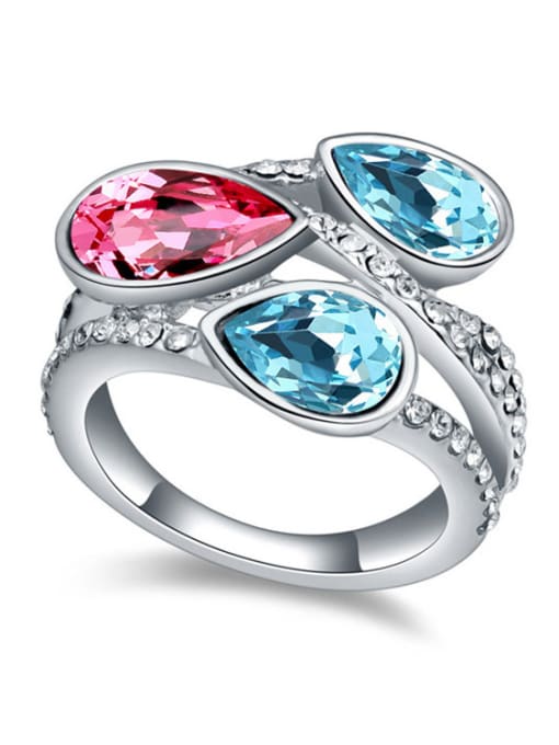 light blue Exaggerated Water Drop austrian Crystals Alloy Ring