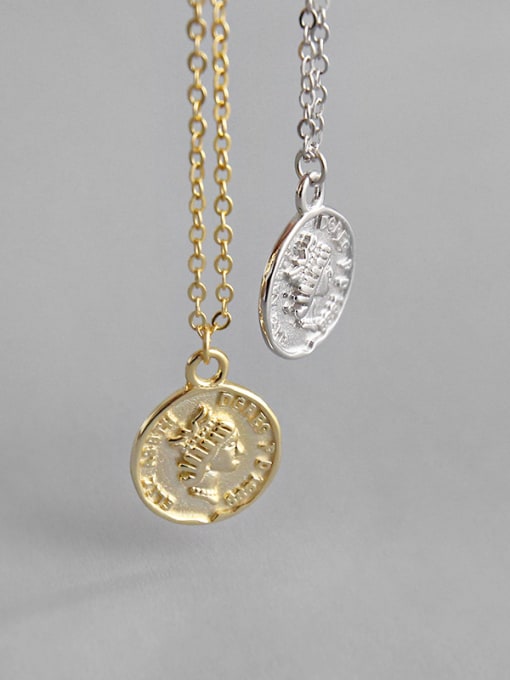 DAKA 925 Sterling Silver With Gold Plated Personality Portrait  Round  Necklaces