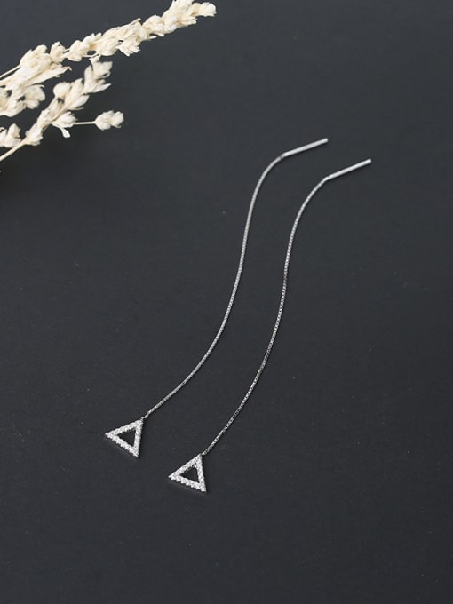 One Silver Trendy Triangle Shaped Line Earrings 2
