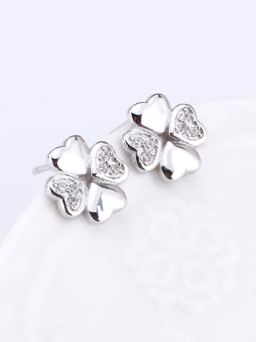 OUXI 925 Sterling Silver Flower-shaped AAA Zircon stud Earring 1