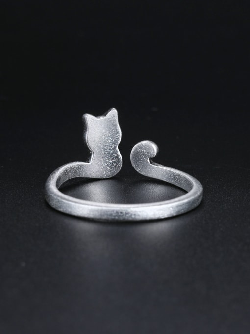 ZK 925 Sterling Silver Tiny Kitten Opening Ring 2