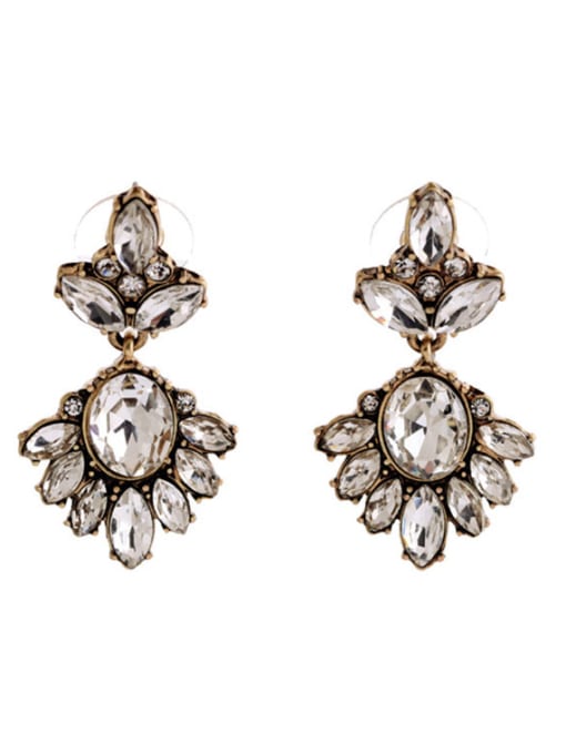 KM Retro Luxury Rhinestones Drop Cluster earring