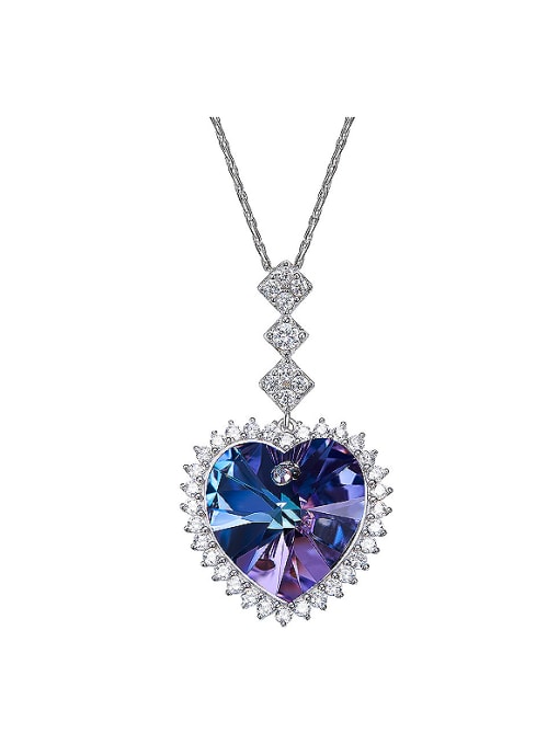 purple S925 Silver Heart-shaped Necklace