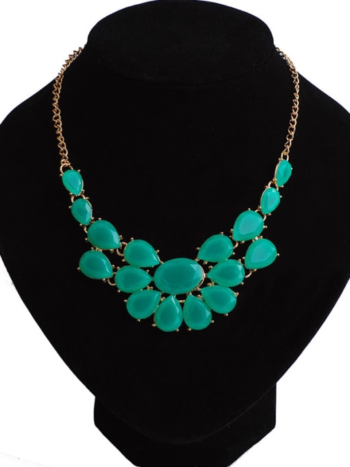 green Fashion Geometrical Resin Alloy Gold Plated Necklace