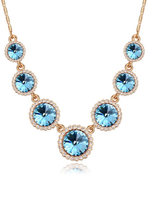 light blue Fashion Champagne Gold Cubic austrian Crystals Alloy Necklace