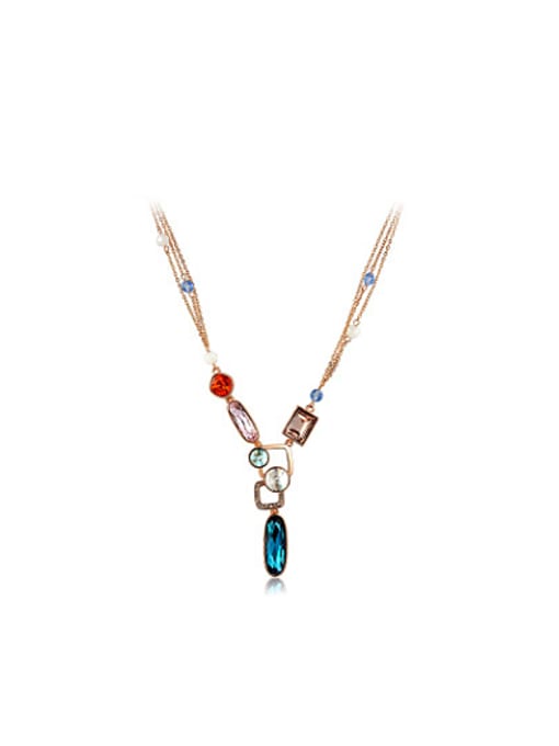 Ronaldo Colorful Austria Crystal Rose Gold Plated Necklace