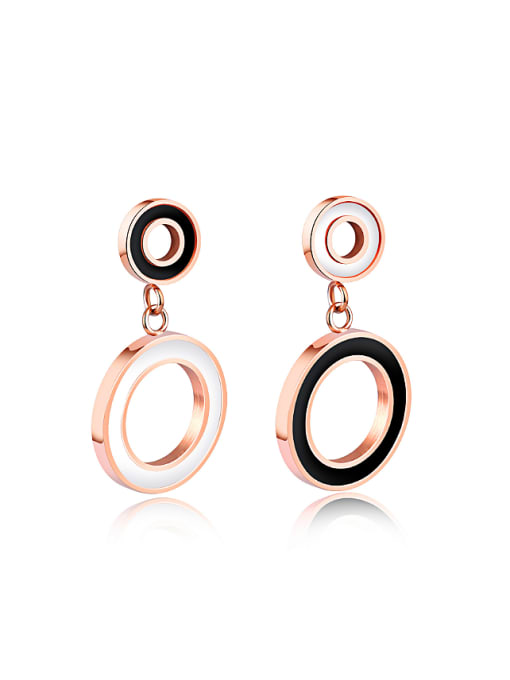 Open Sky Rose Gold Plated Hollow Round Titanium Stud Earrings 0
