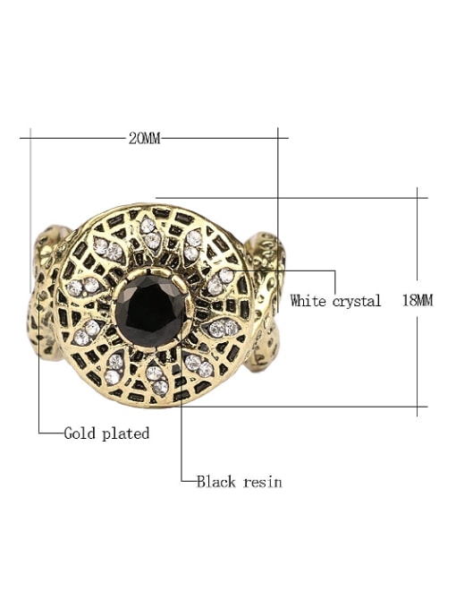 Gujin Personalized Retro style Gold Plated Resin stone Ring 3