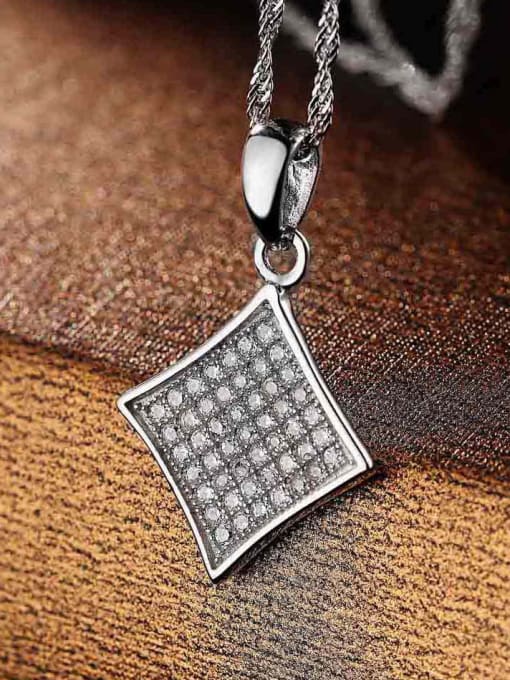 One Silver Temperament Rhombus Shaped Zircon Pendant 3