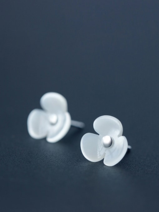 Rosh 2018 S925 silver shell flower stud Earring