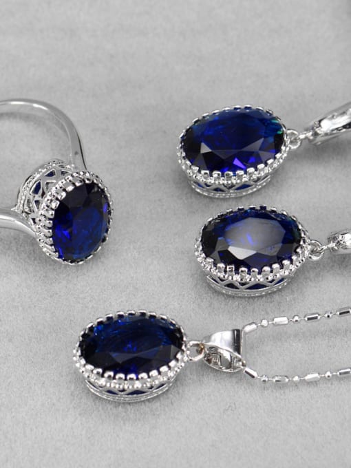 Dark Blue Ring 6 Yards High Quality Oval Zircon Two Pieces Jewelry Set
