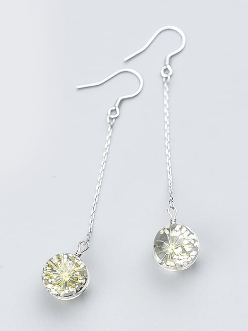 yellow High Quality Yellow Flower Shaped Crystal Drop Earrings