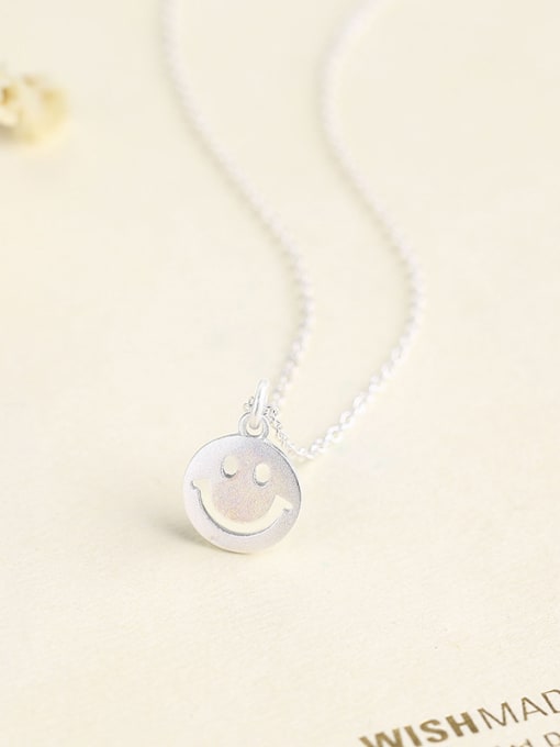 One Silver Smiling Face Necklace 3