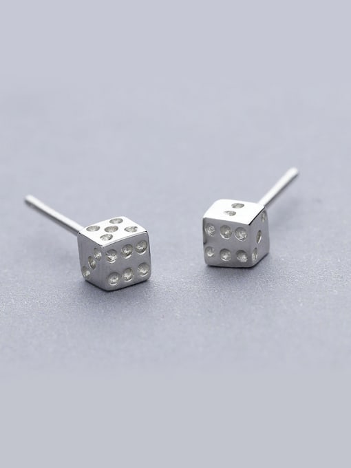 One Silver Trendy Dice Shaped stud Earring 0