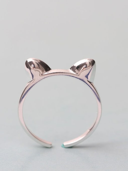 Silver plated Lovely Cat Ears Opening Ring