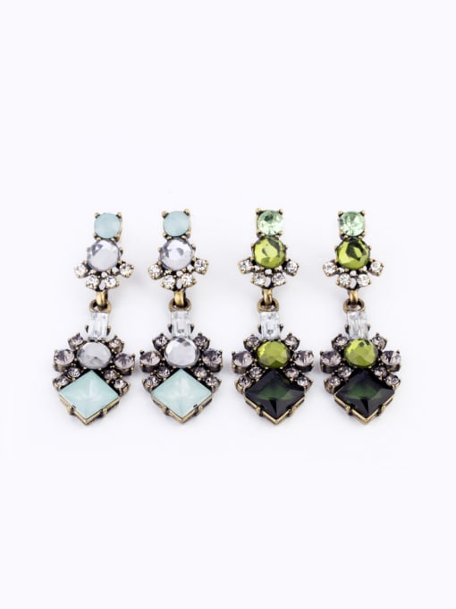 Dark Green Retro Luxury Color Stones drop earring