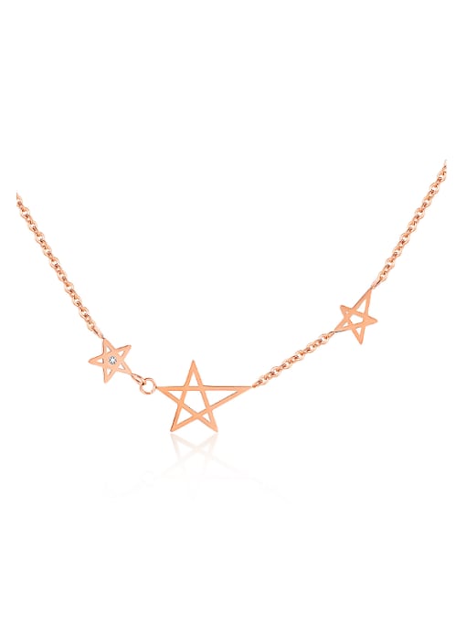 Open Sky Simple Little Stars Rose Gold Plated Titanium Necklace 0