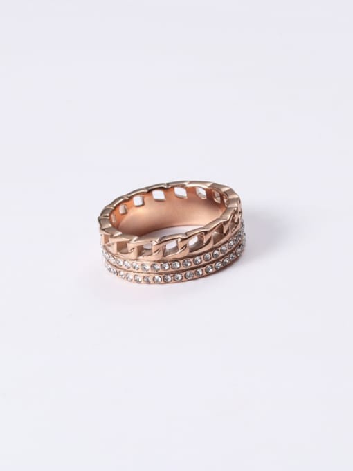 GROSE Titanium With Rose Gold Plated Simplistic Round Stacking Rings 0