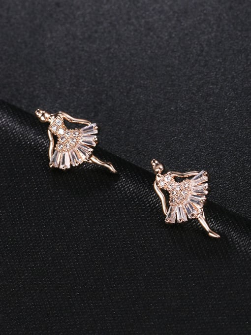 Mo Hai Copper With  Cubic Zirconia Cute Angel Stud Earrings 3