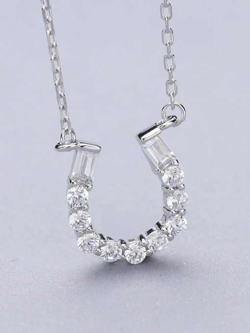 One Silver U-shaped Zircon Necklace 2