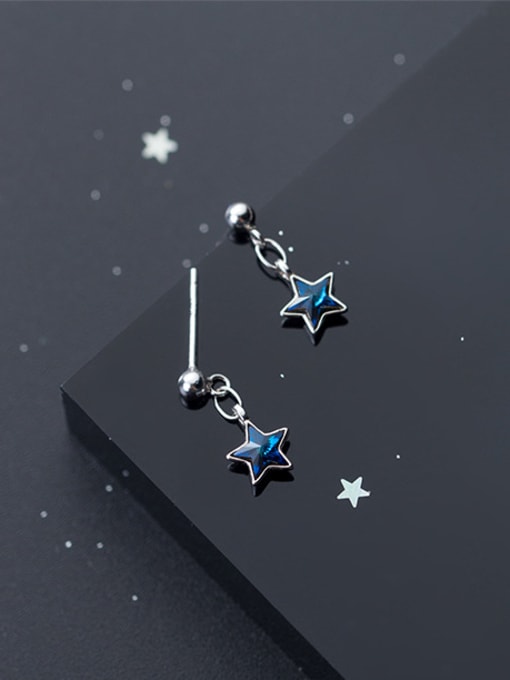 Rosh Sterling silver minimalist fashion blue star earrings 2