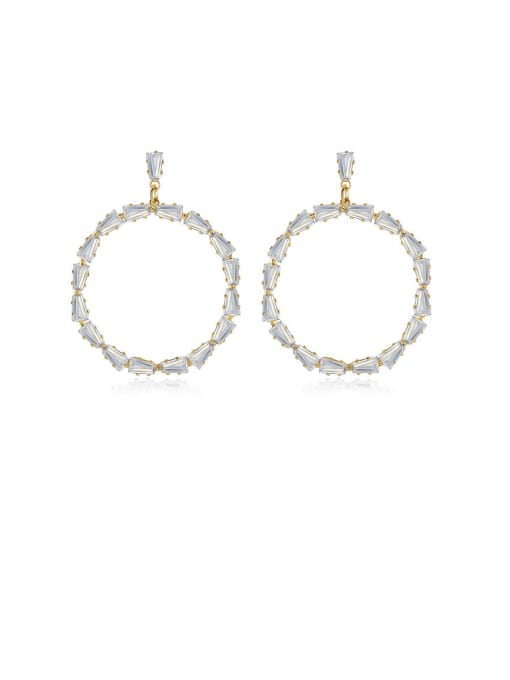 BLING SU Copper With  Cubic Zirconia  Simplistic Round Hoop Earrings