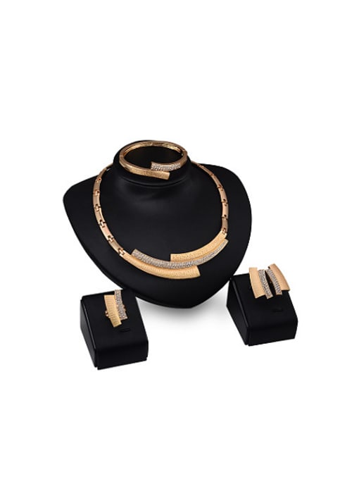 BESTIE Alloy Imitation-gold Plated Fashion Rhinestone Four Pieces Jewelry Set 0
