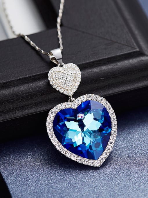 CEIDAI austrian Crystals Double Heart Shaped Necklace 2