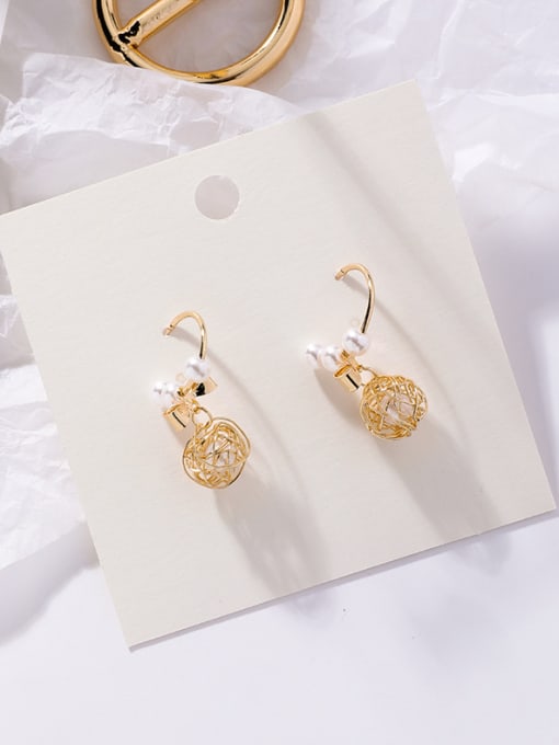 gold Alloy With 18k Gold Plated Fashion Ball  Imitation Pearl Earrings