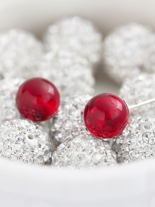 kwan Simple Style Red Garnet Stones Stud Earrings 1