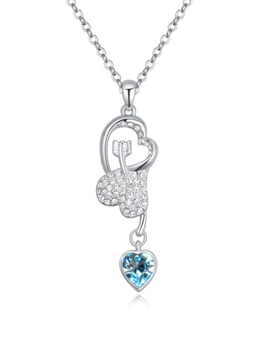 light blue Fashion Shiny austrian Crystals Heart Pendant Alloy Necklace