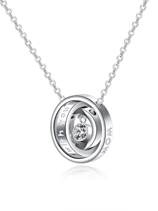 1405 - Steel Men (Gifts for Mothers) Stainless Steel With Rose Gold Plated Fashion Three rings interlocking Necklaces