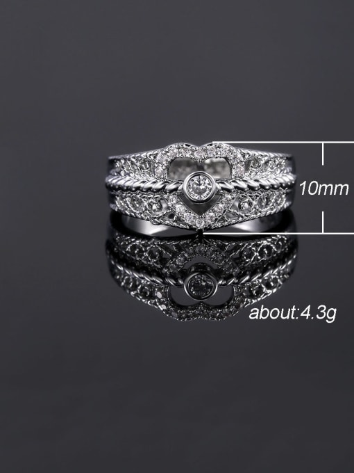 MATCH Copper With Platinum Plated Simplistic Hollow  Heart Band Rings 2