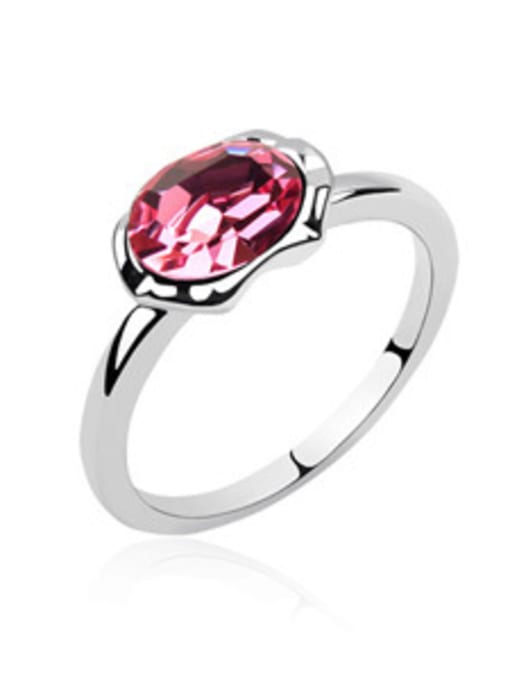 pink Simple Oval austrian Crystal Alloy Ring