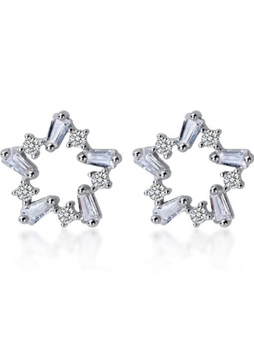 Rosh 925 Sterling Silver With Platinum Plated Cute Geometric Stud Earrings 3