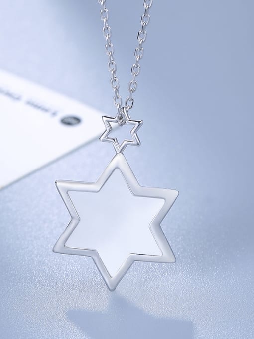 One Silver Fashion White Shell Star Pendant 925 Silver Necklace 2