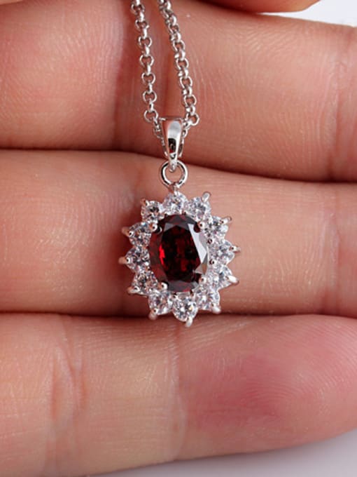 Qing Xing Pomegranate Red Zircon Pendant European and American Classic Necklace 2