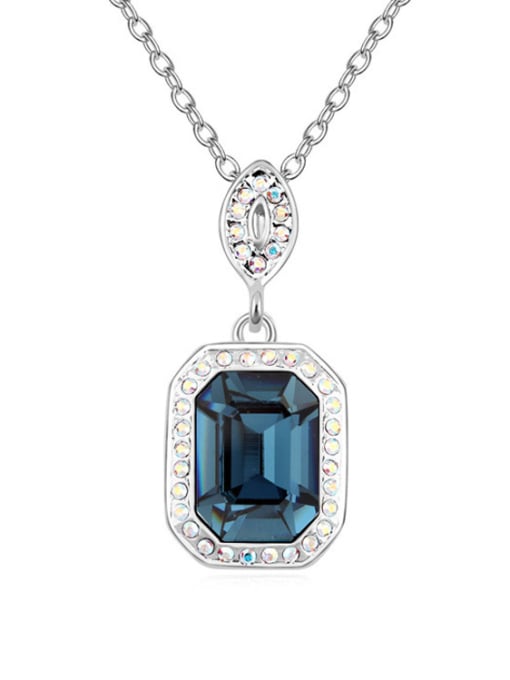 QIANZI Simple austrian Crystals Pendant Platinum Plated Necklace 2