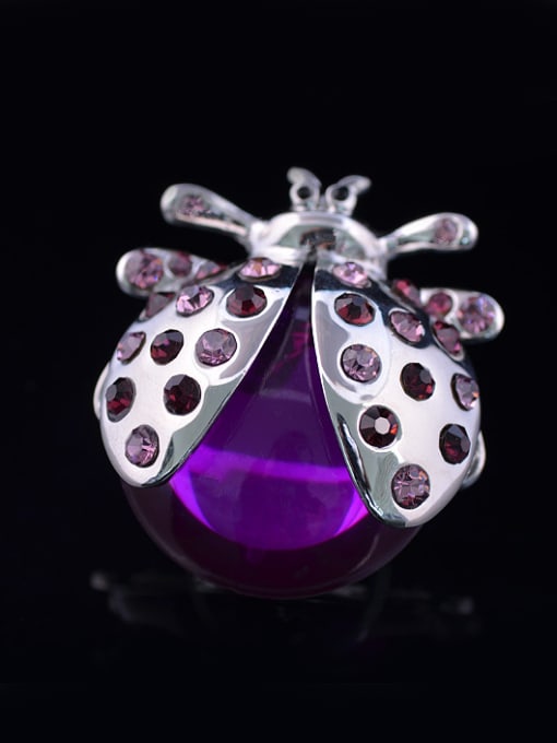 Wei Jia Personalized Ladybird Purple Acrylic Cubic Rhinestones Alloy Ring 2