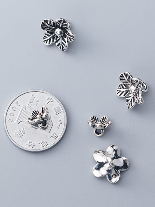 FAN 925 Sterling Silver With Antique Silver Plated  Flower Bead Caps 3