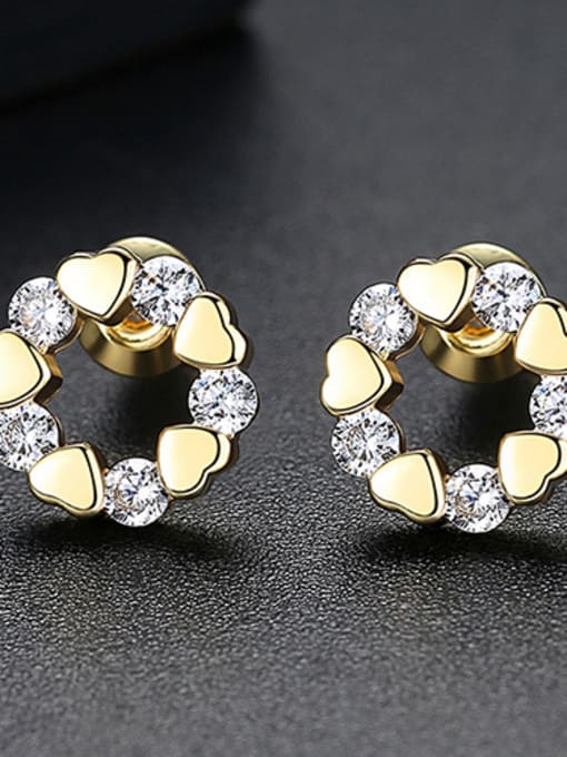 18K-T01B17 Love AAA  zircon  simple Stud Earrings