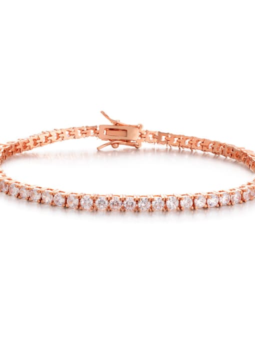 3.0 mm rose gold 7.5 inches Copper With Four-jaw inlay 3MM Cubic Zirconia tennis Bracelets